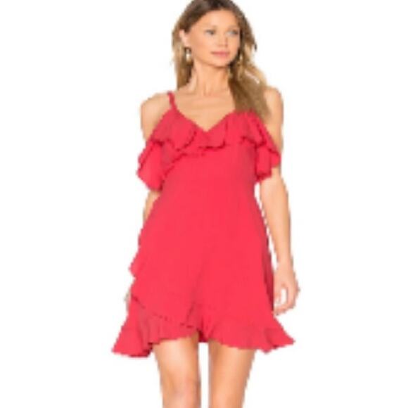 Cupcakes and Cashmere Morena Ruffle Wrap Dress Hot Coral Pink Size 8 - Picture 3 of 8